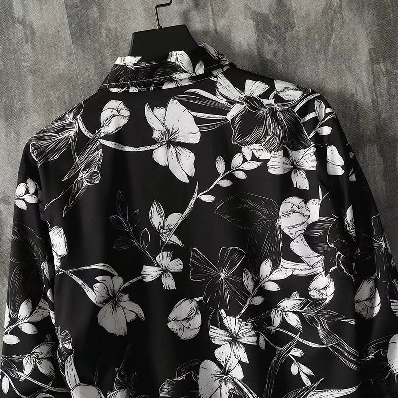 Ruffian Handsome Long-sleeved Floral Shirt Men