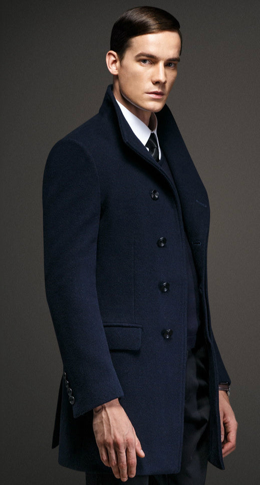 mid-length woolen coat men