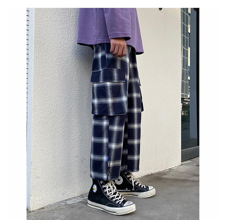 Check beam casual pants