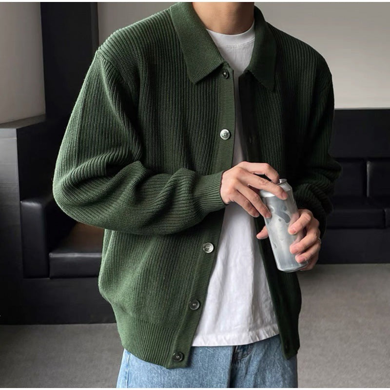 Handsome Idle Style Knitted Cardigan Casual Unisex sweater jacket