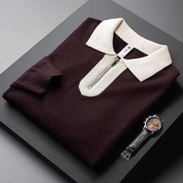 Men's Lapel Slim Polo Collar Sweater