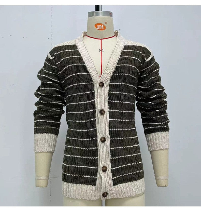 Maglione a righe jacquard autunno e inverno da uomo