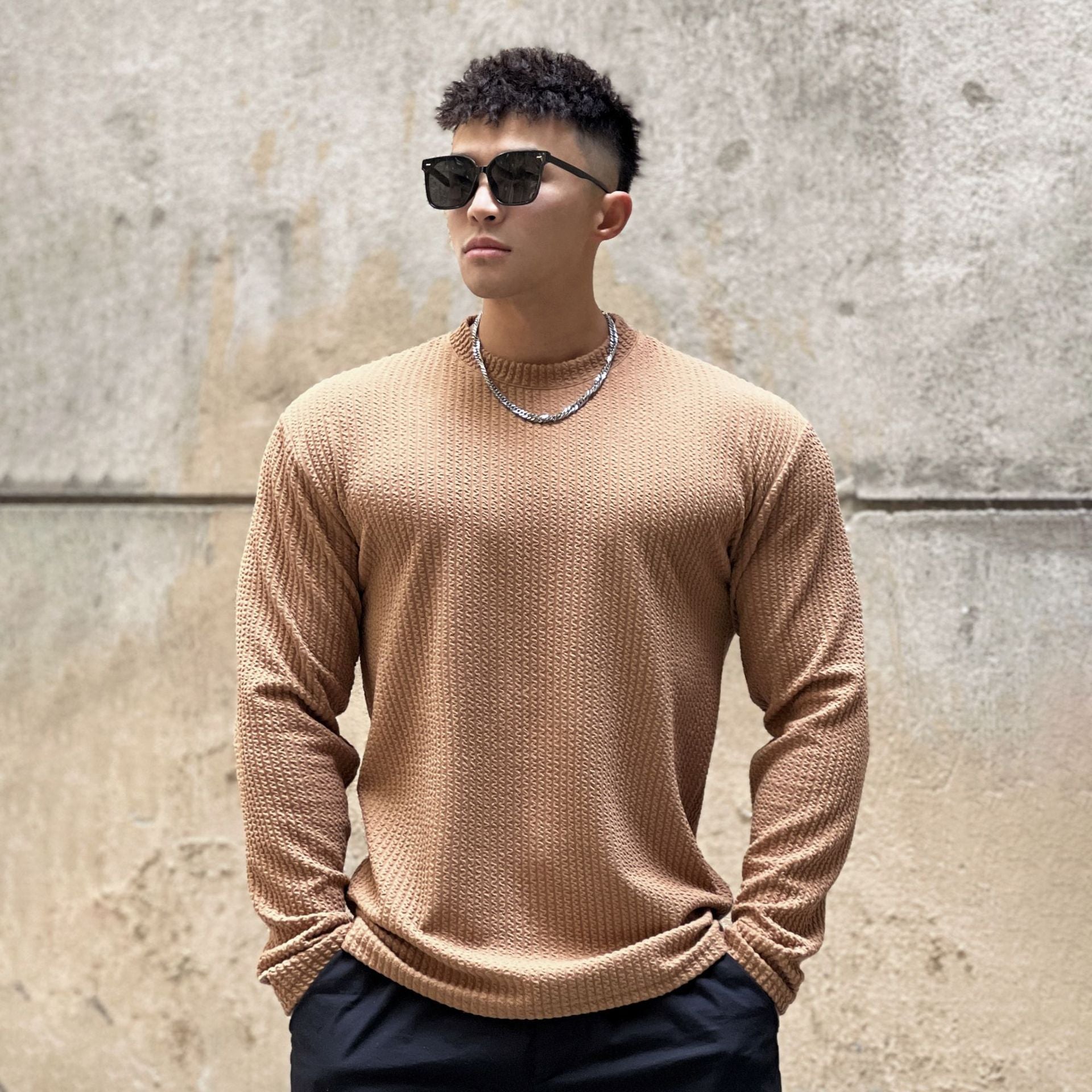 Men's Round Neck Pullover Long Sleeve Bottoming Shirt