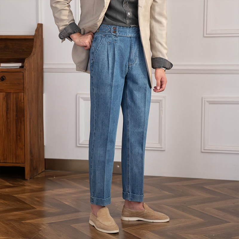 Vintage High-waisted Straight Leg Jeans For Men