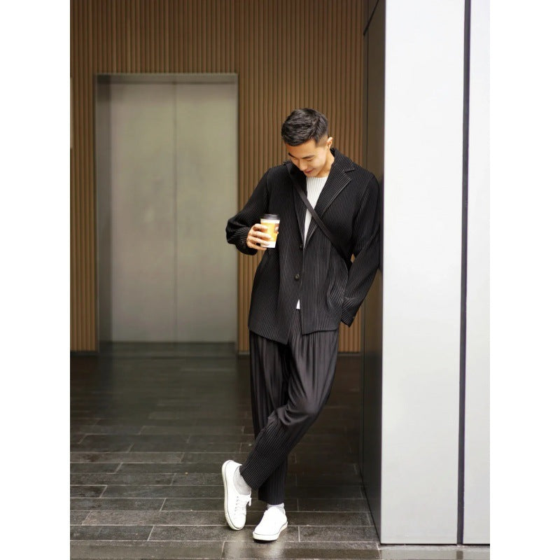 Sanzhai Pleated Suit Long-sleeved Men's Jacket