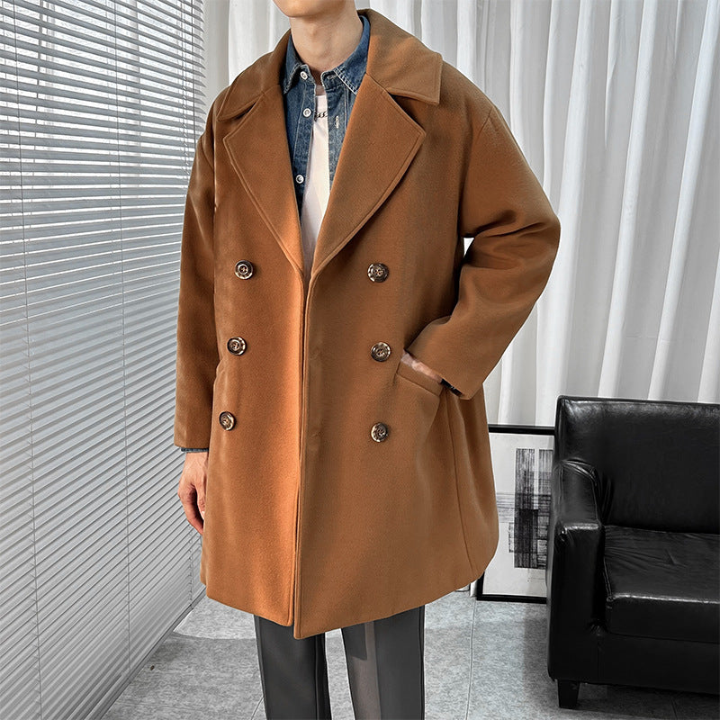 Mid-length British Style Woolen Coat