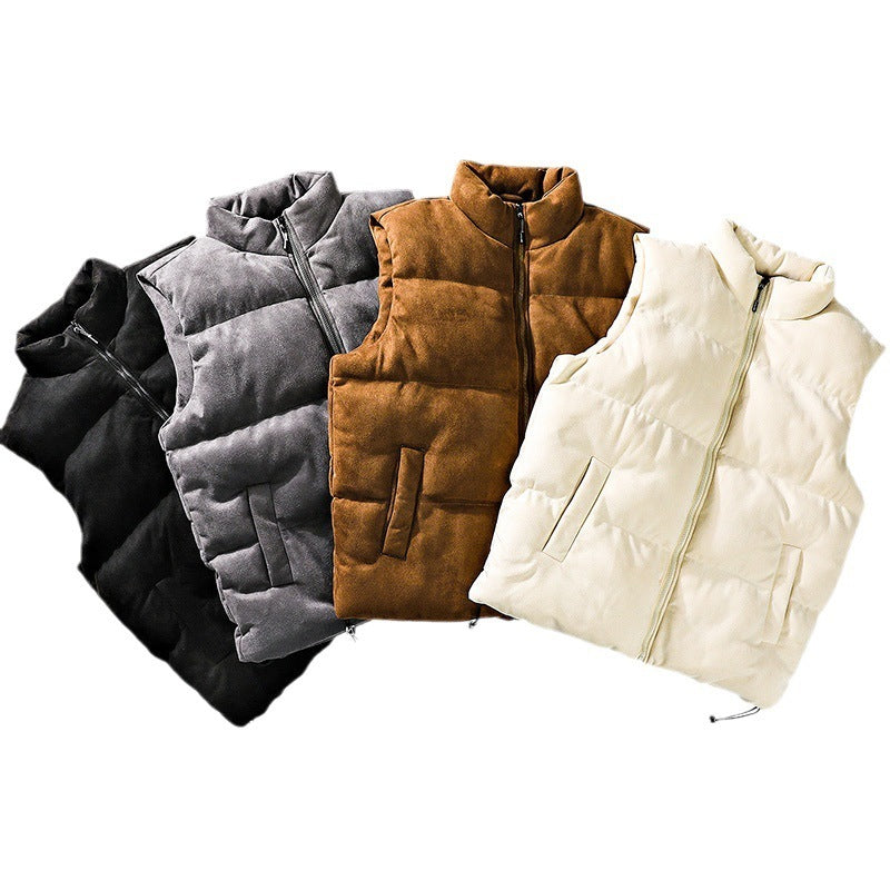 Semplice gilet imbottito in cotone con collo alto per uomo