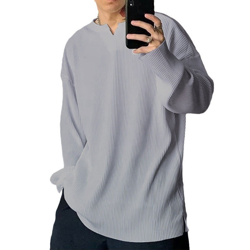 Men's V-neck Pullover sweater With A Trendy Bottom