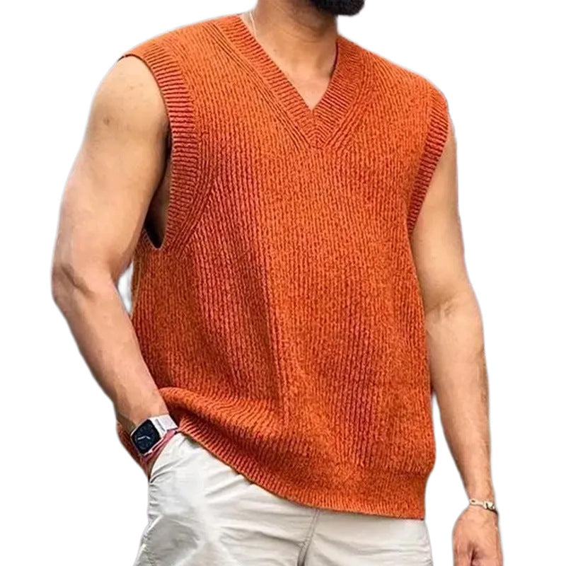 Knitwear Street Slim Fit V-neck Sleeveless Vest