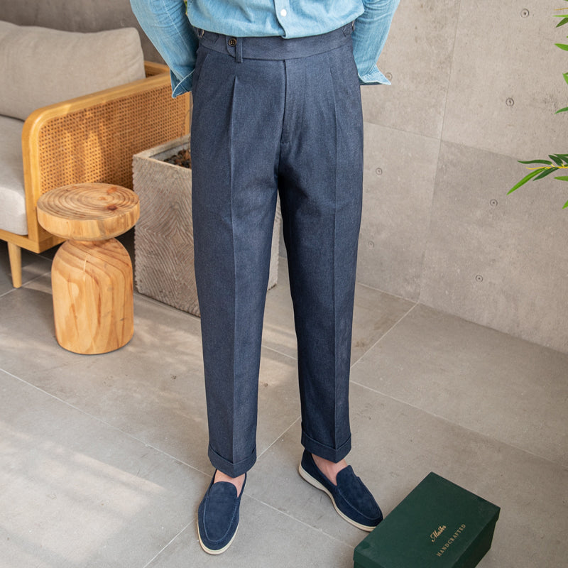 Pantalones casuales de talle alto con tacto de algodón vintage