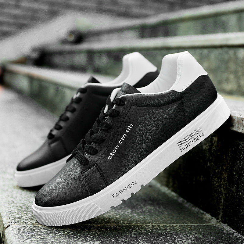 Men's Lace-Up Sneakers, Low-Top Breathable White Shoes