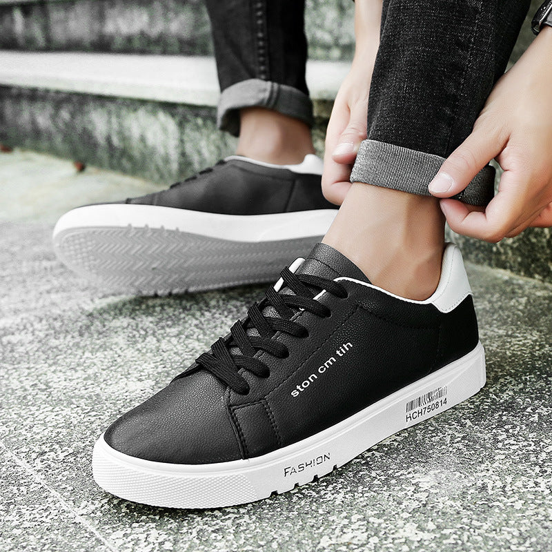 Men's Lace-Up Sneakers, Low-Top Breathable White Shoes