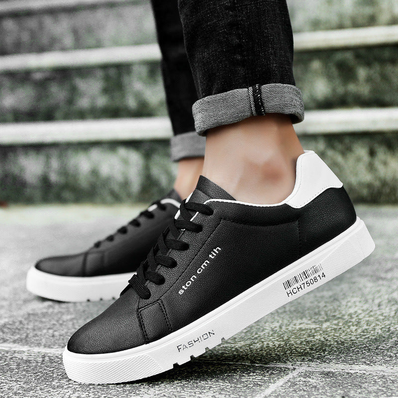 Men's Lace-Up Sneakers, Low-Top Breathable White Shoes