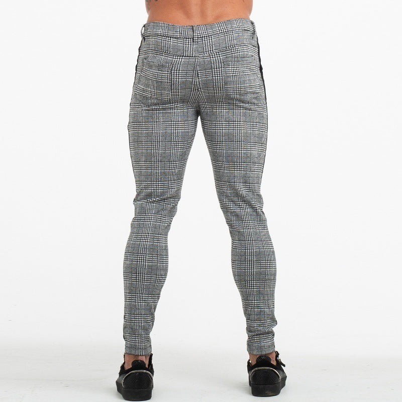 Small plaid trousers with high elasticity