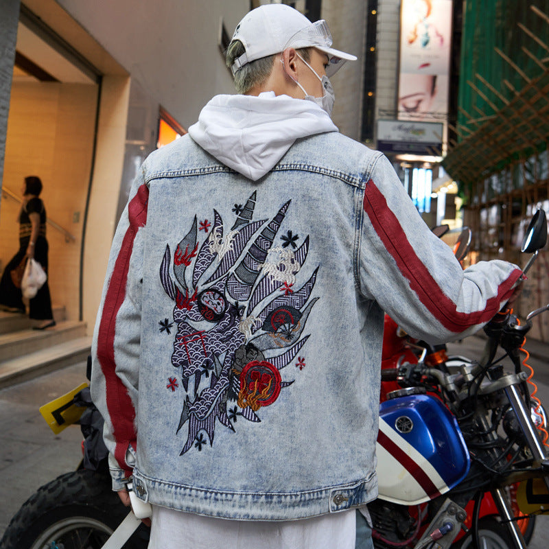 Wash embroidered denim jacket