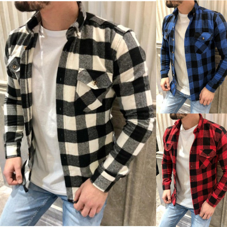 Cotton Brushed Plaid Shirt For Men