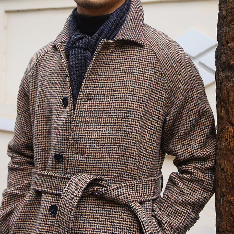 Soho Farm Belted Wool Herringbone Coat