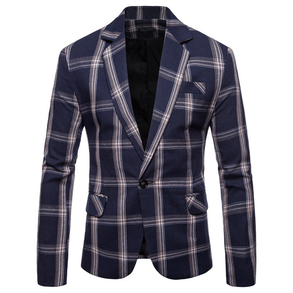 Casual Plaid Suit Coat for men