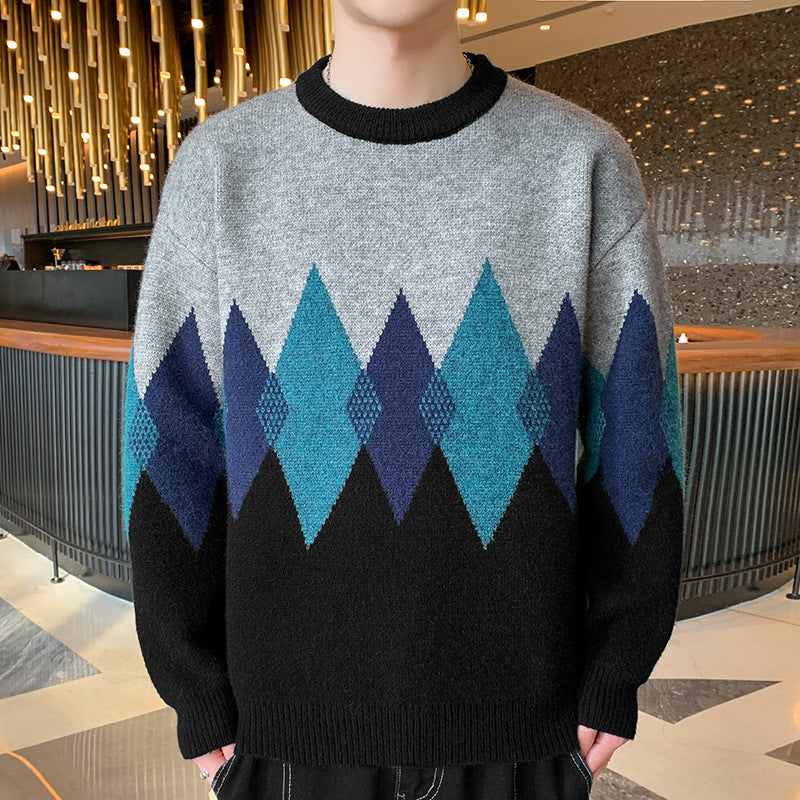 Men's Retro Round Neck Spring And Autumn Sweater