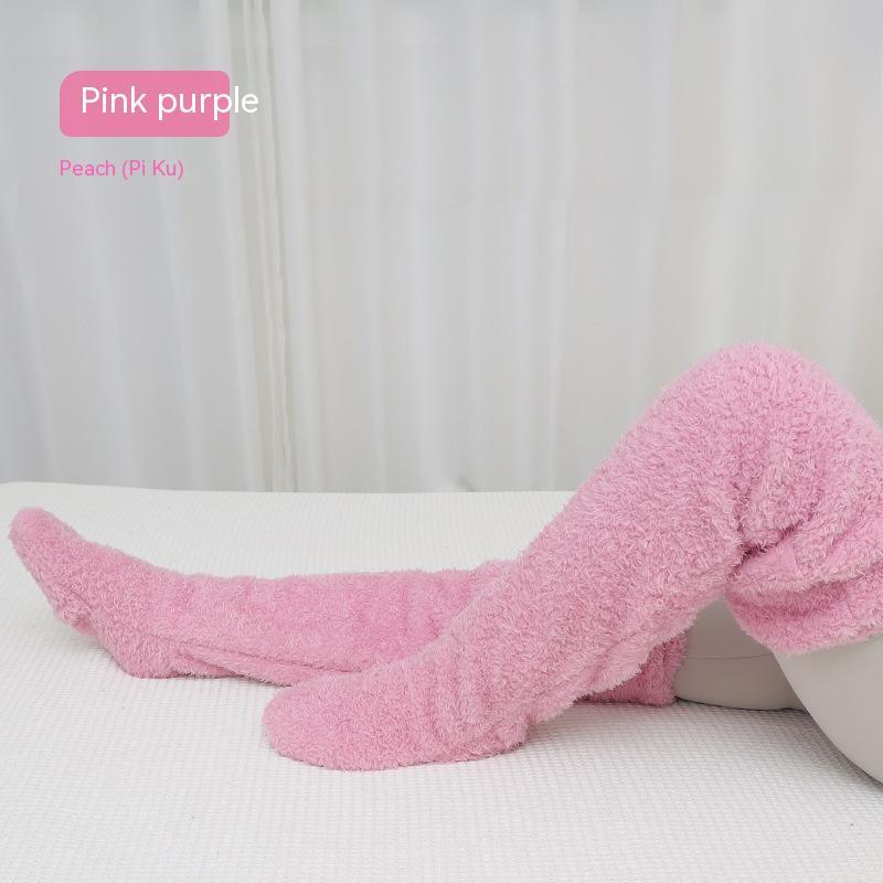 Over Knee High Fuzzy Long Socks Winter Warm Cold Leg Knee Joint Cold-proof Stockings