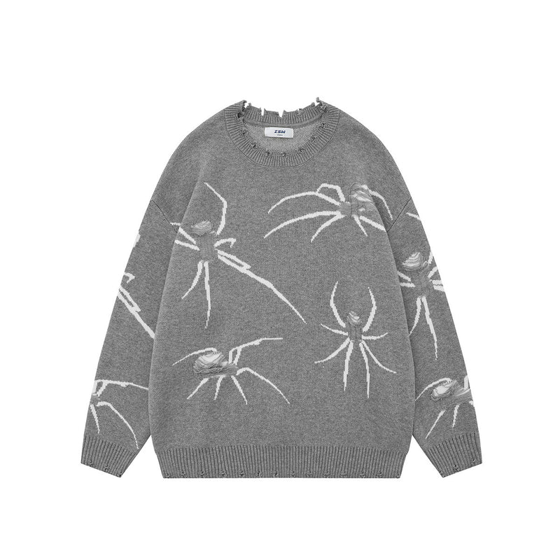 American Street Ripped Spider Damaged Sweater