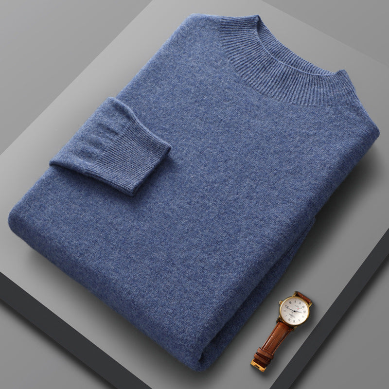 Maglione casual da uomo a collo alto caldo in cashmere di colore puro