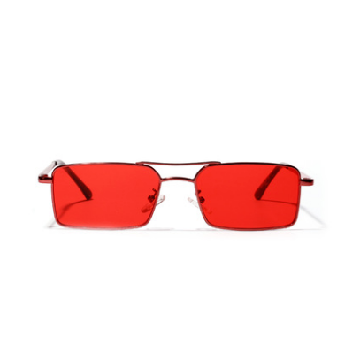 double beam small box metal light red sunglasses