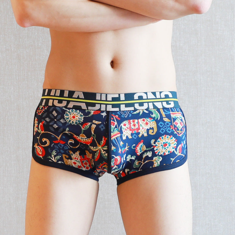 Men's Underwear Cotton Breathable Mid Waist Boxer Briefs