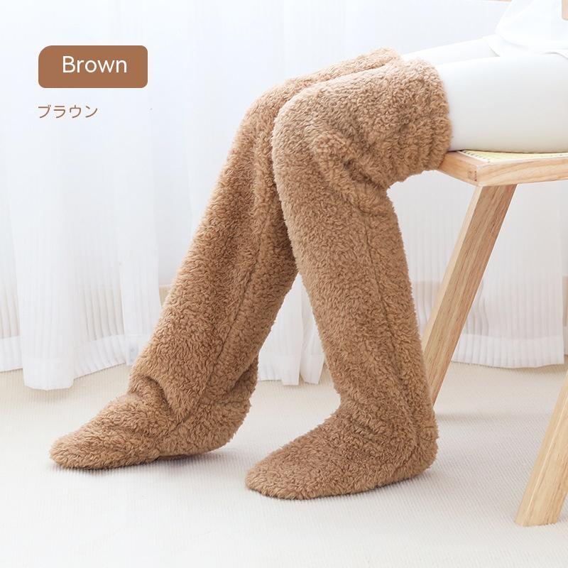 Over Knee High Fuzzy Long Socks Winter Warm Cold Leg Knee Joint Cold-proof Stockings