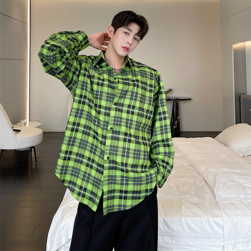 plaid Men's Casual Resort Style Loose Shirt Jacket