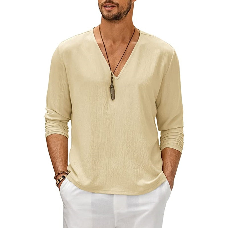 Men's Solid Color Long Sleeve Casual T-Shirt