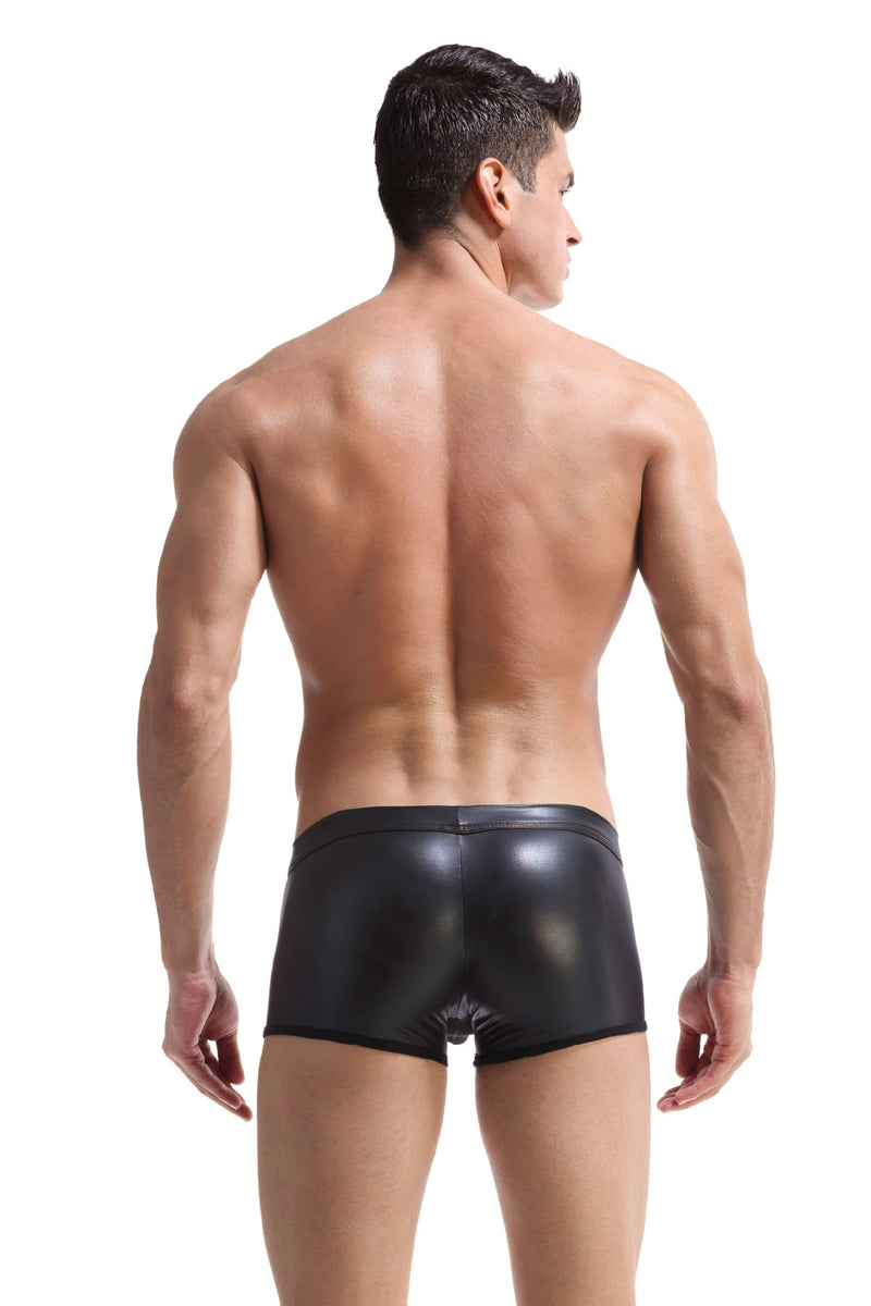 Faux Leather Hoop Patent PU Boxer Briefs