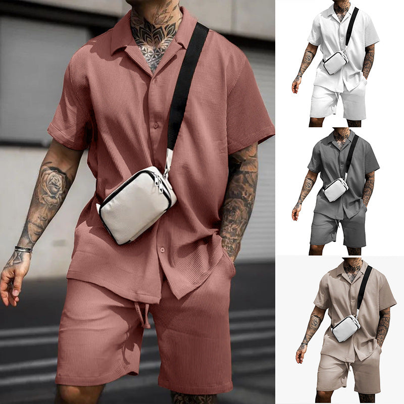 Men's Casual And Comfortable Polo Short-sleeved Shorts Suit
