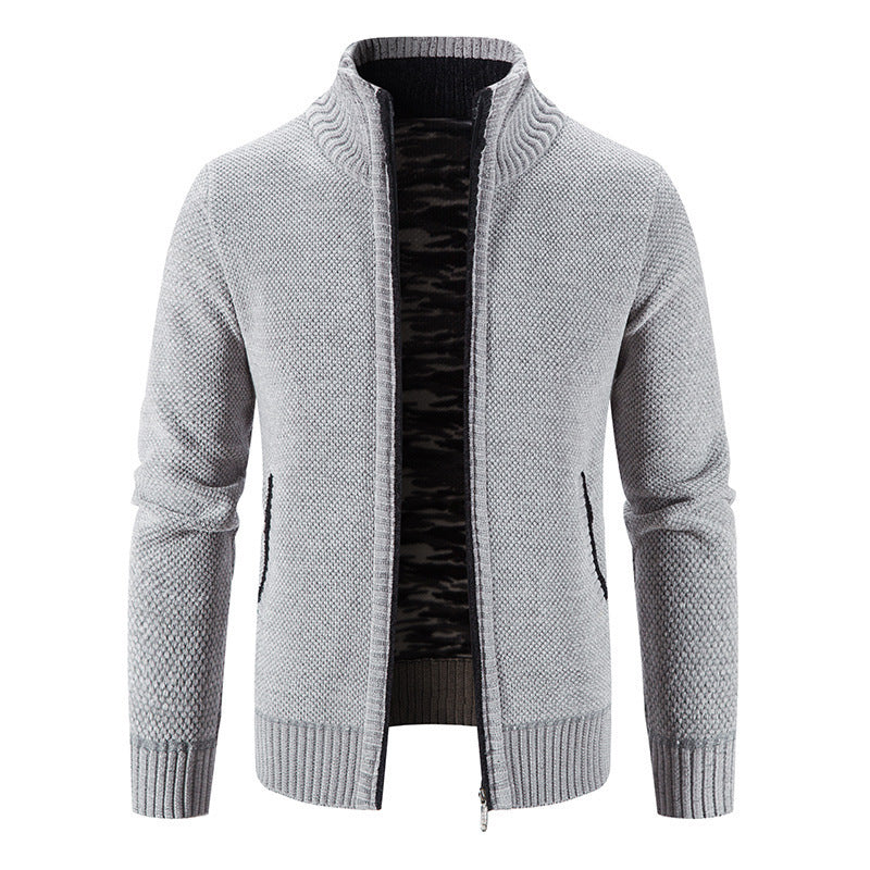 Men's Knitwear Autumn And Winter Fleece Lined Padded Cardigan sweater