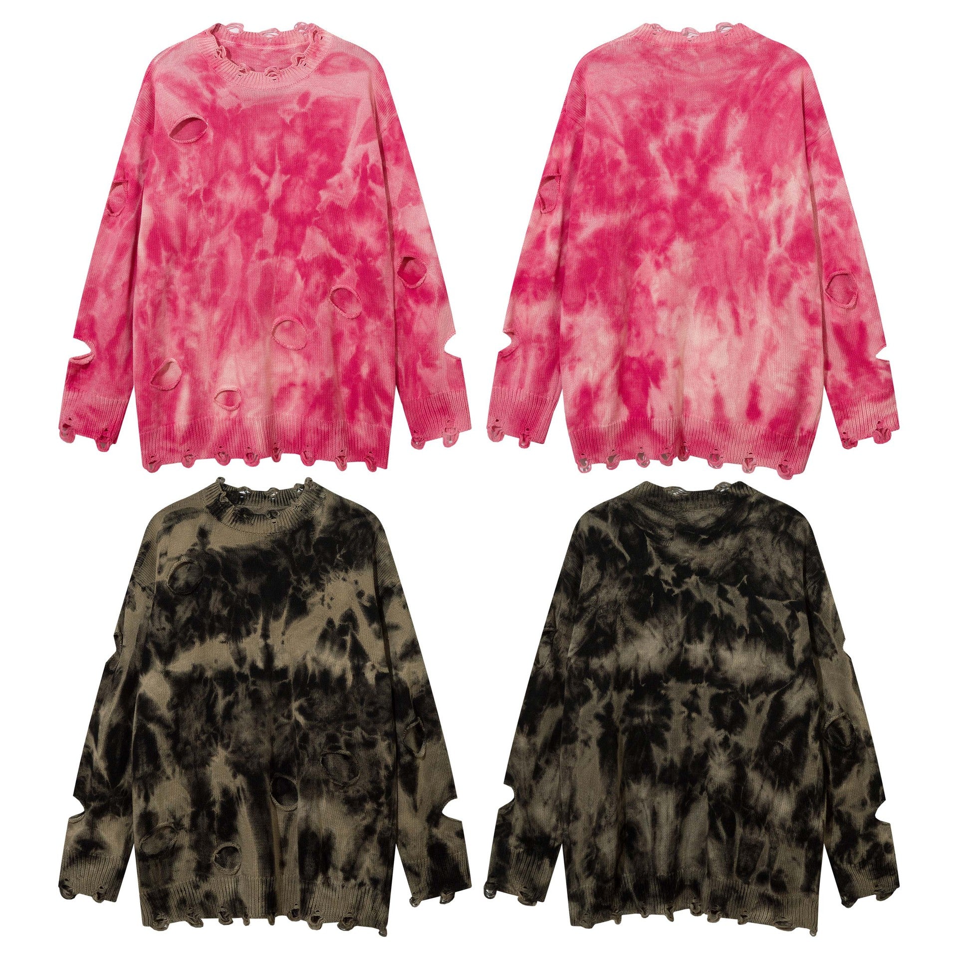 Maglione strappato tie-dye in stile mendicante americano di High Street