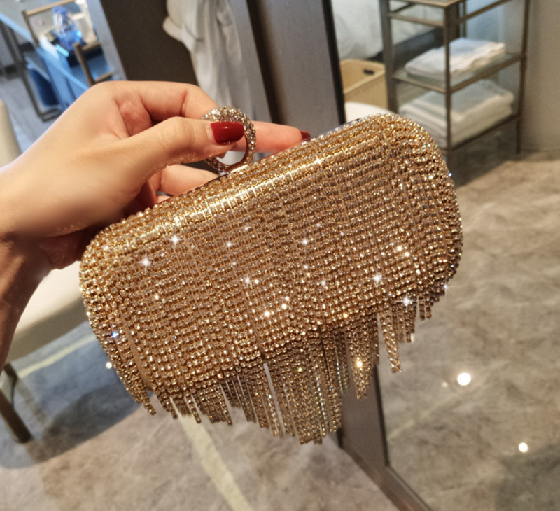 Shiny Diamond Ladies Fringed Handbag