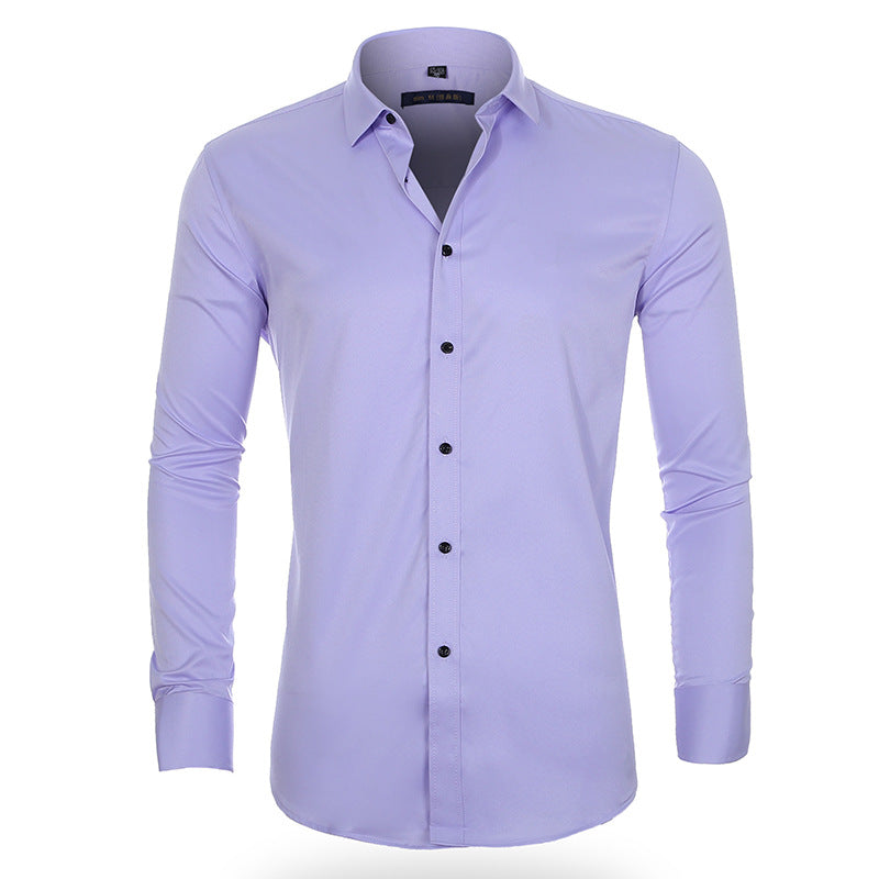 No Ironing High Elastic Men's Long Sleeve Shirt