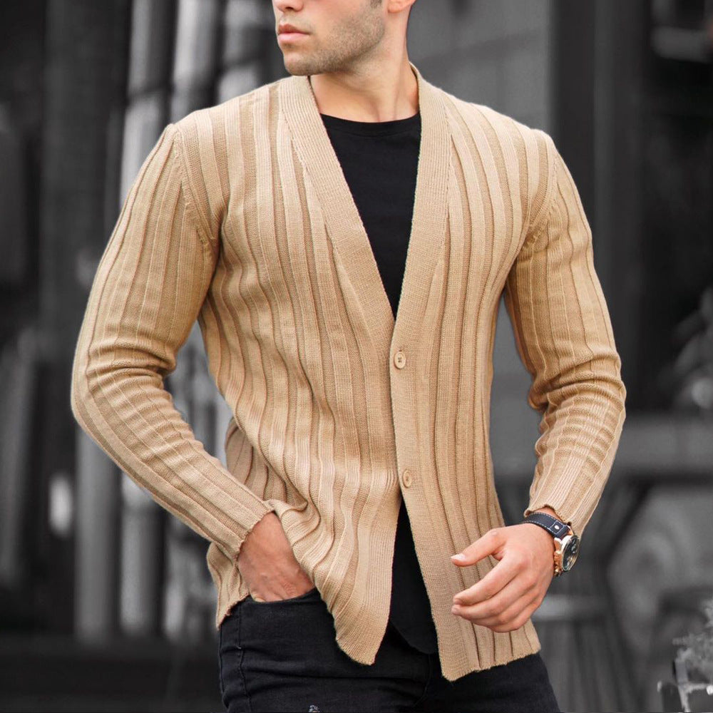 Cardigan Pit Strip Maglione Casual Slim Lavorato a Maglia