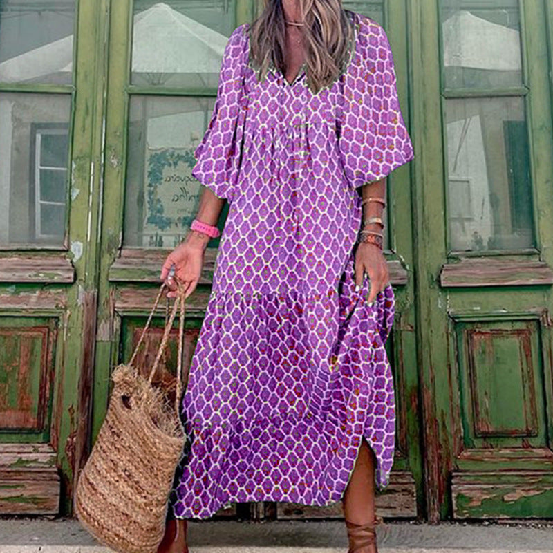 Summer Women's Vintage Printed Bohemian Dress