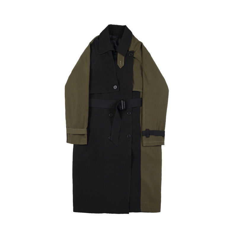 men's Color block trench coat