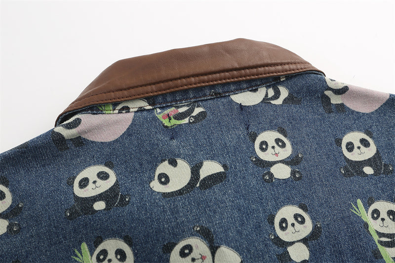 Cartoon Lesser Panda Printed Denim jacket