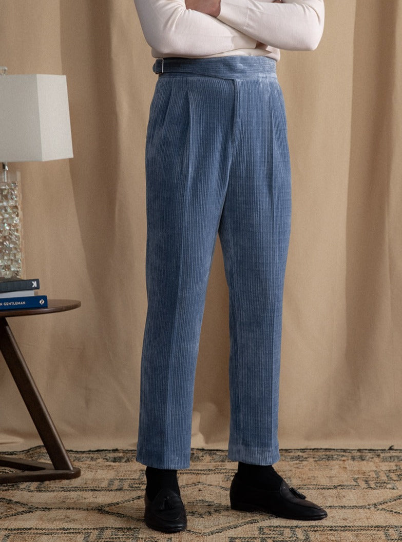 Catania Chenille Ribbed Double Pleated Gurkha Trousers