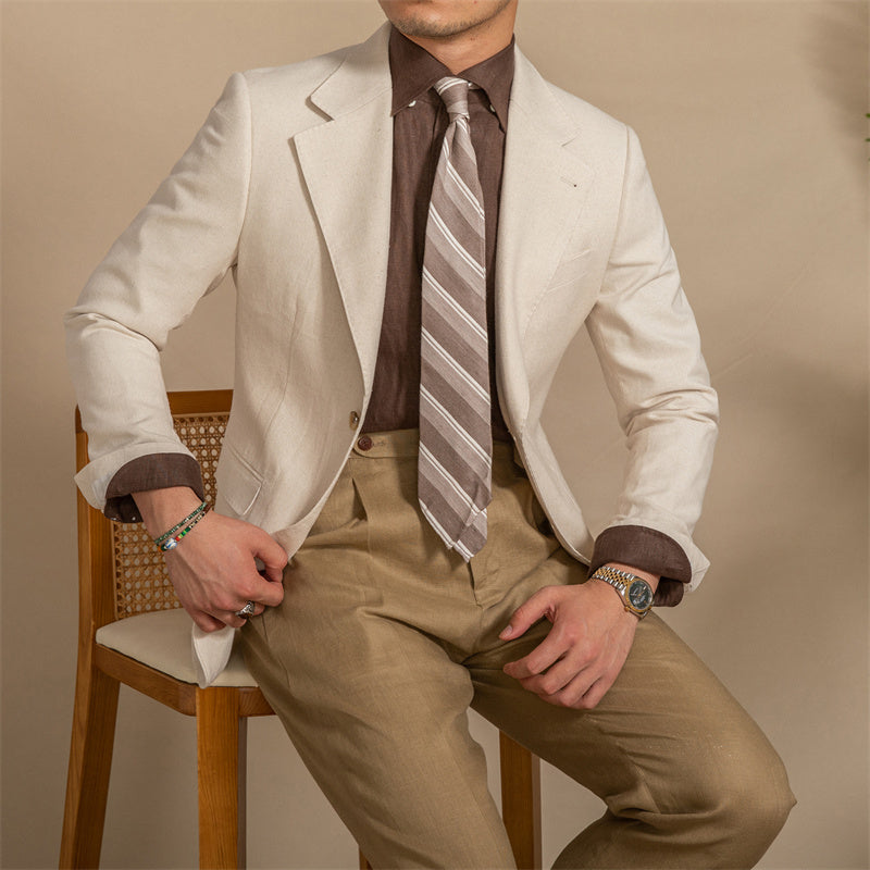 Casual Breathable Retro Suit Men's Half Lining blazer