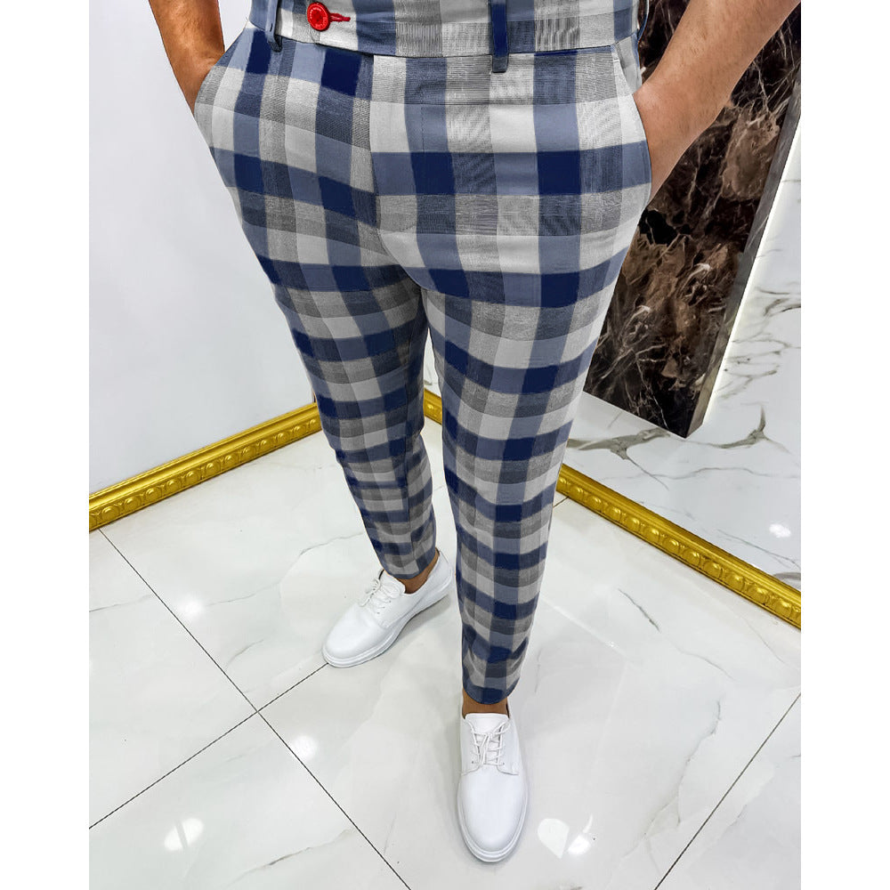 Men's Plaid Pants Plaid Casual Trousers