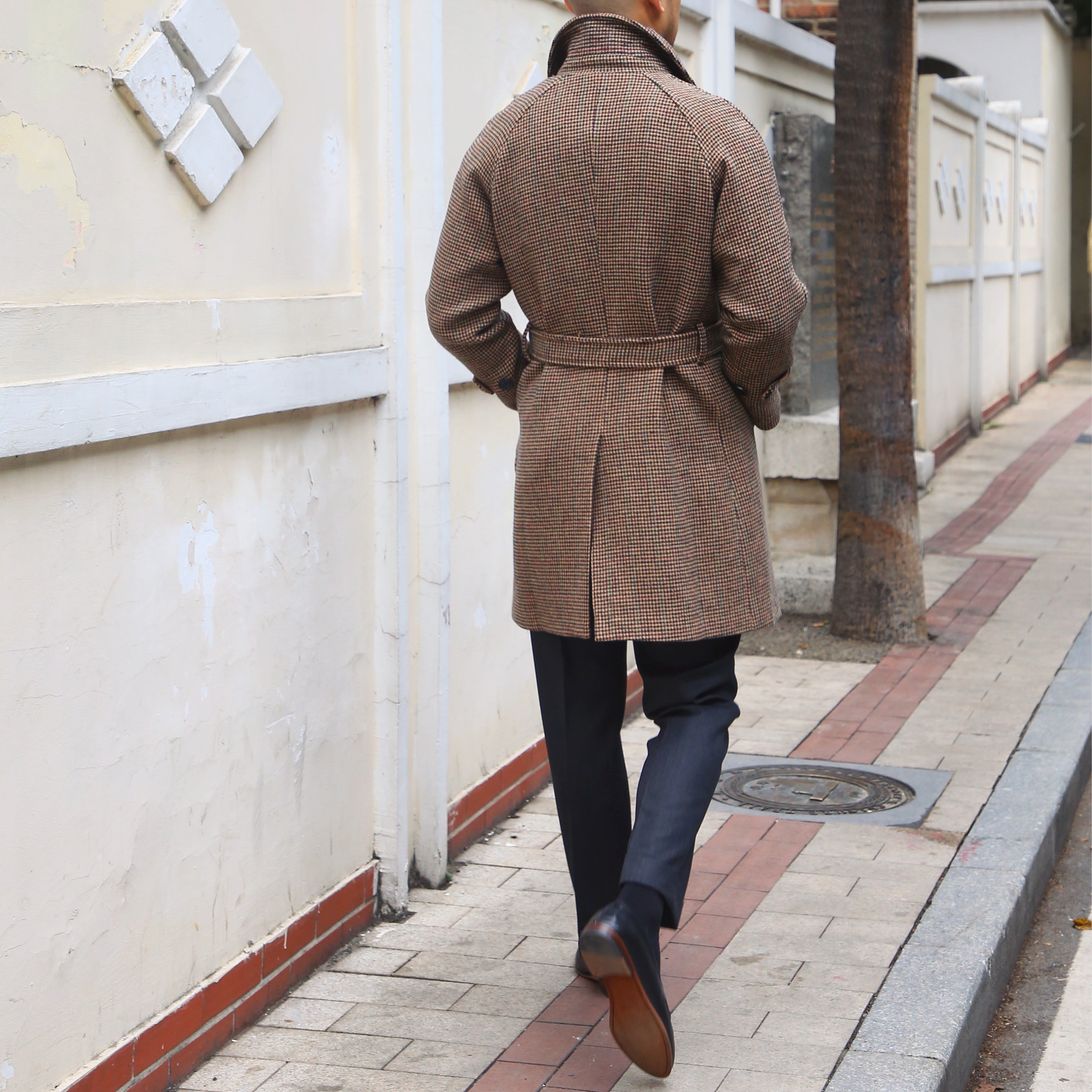 Soho Farm Belted Wool Herringbone Coat