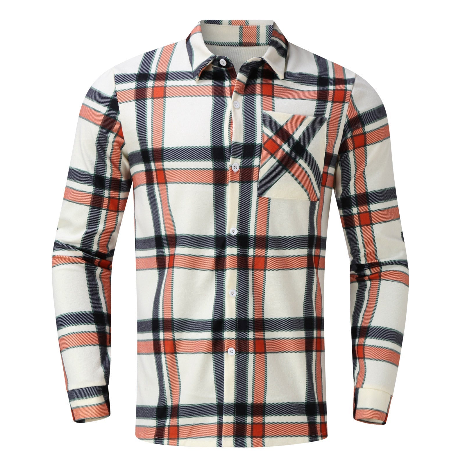 Single-breasted Men's Plaid Shirt