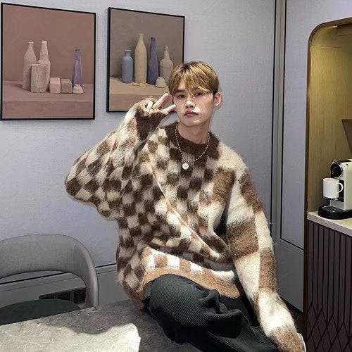 Men's Round Neck Pullover Loose Knit sweater