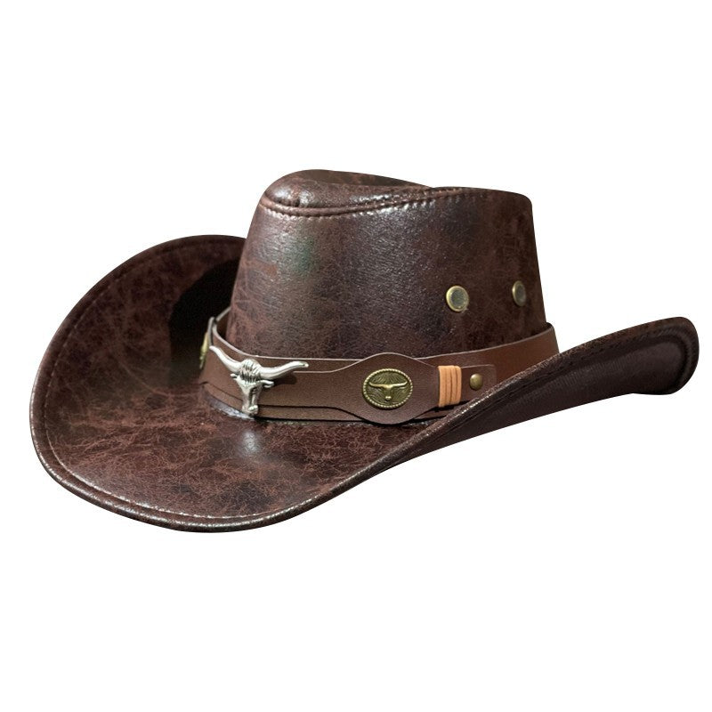 Bull Head Belt Rivet Jazz Sun Hat