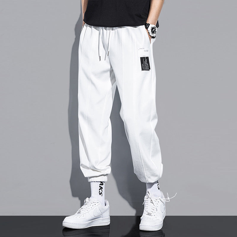 Men's White Sweatpants Drawstring Foot Close Casual Leisure