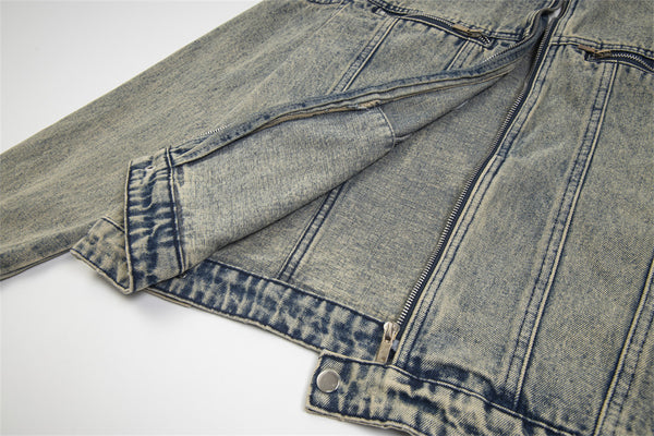 Short Denim Distressed Jacket Male